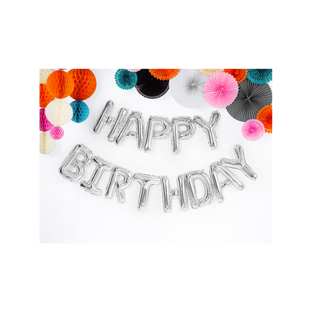 1 Ballon - Schriftzug - Happy Birthday - Silber