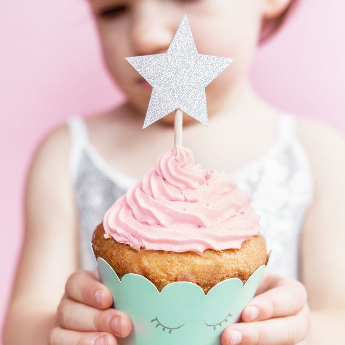 PARTYDECO CUPCAKE TOPPER STERNE - SILBER 6-TEILIG