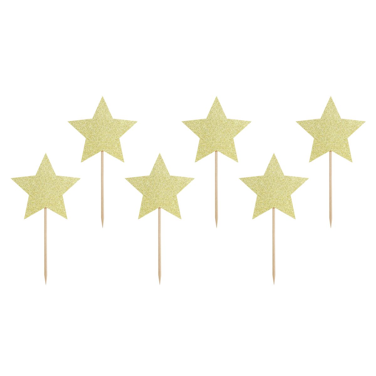 PARTYDECO CUPCAKE TOPPER STERNE - GOLD 6-TEILIG
